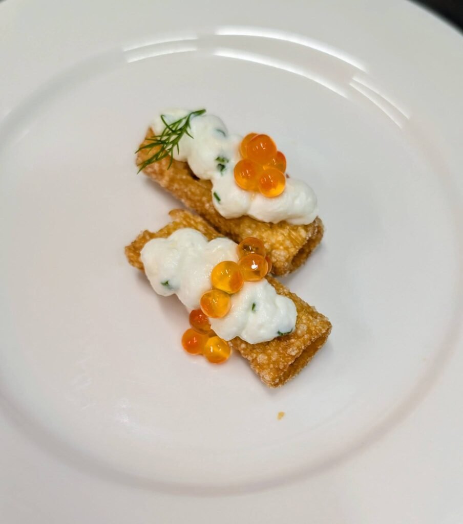 Caviar puff canape paired with Handpicked Wines at Vivace Brighton
